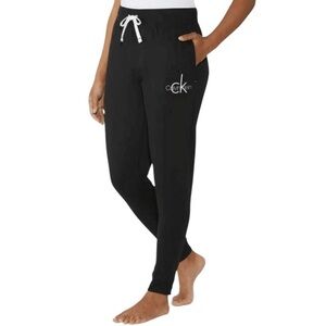 Calvin Klein Women's French Terry Lounge‎ Joggers in Black Cotten Blend Size SP